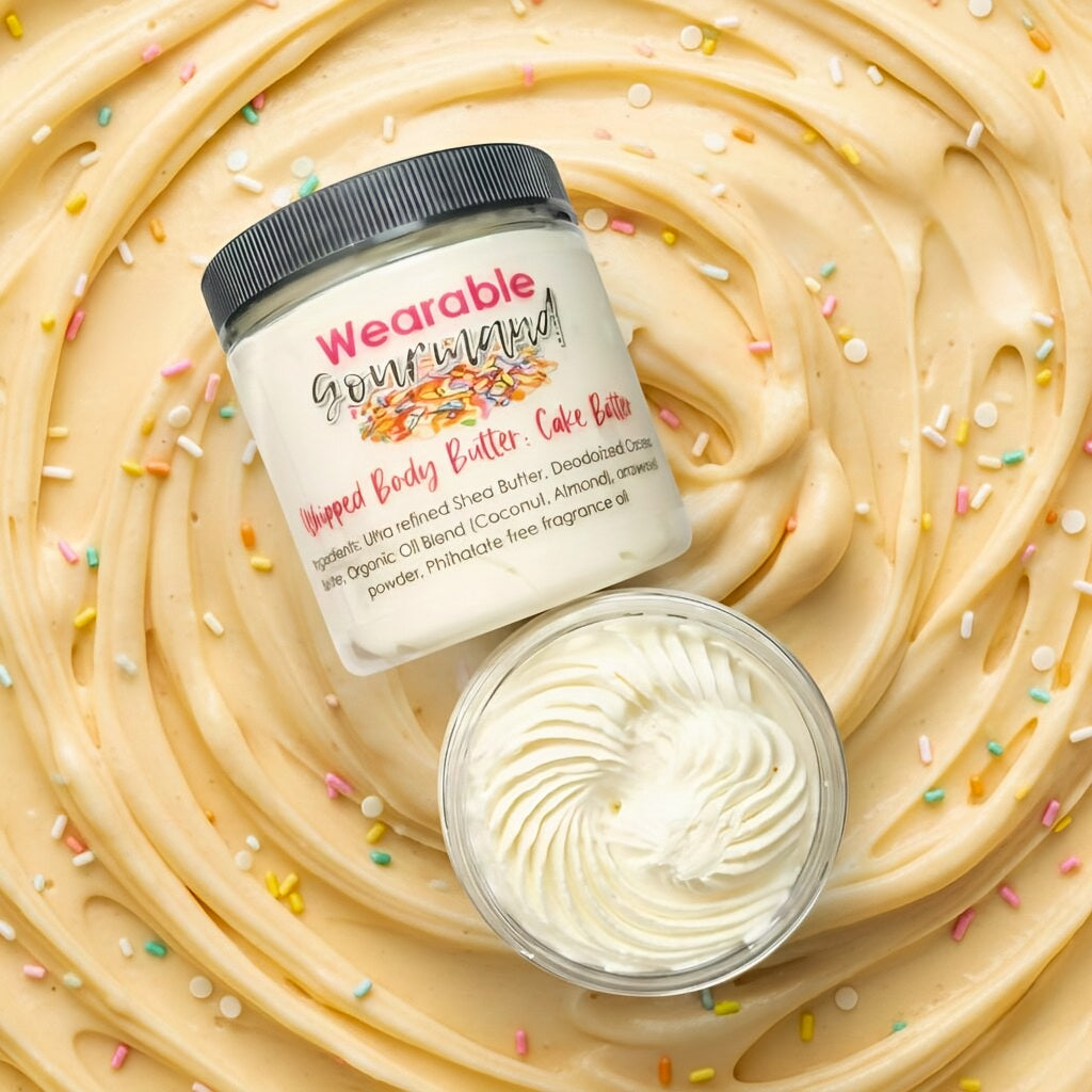 clean beauty, clean body care, gourmand body care, fragrance, vanilla lotion, cake lotion, cake batter body care, whipped body butter, vanilla extract, cake, cupcakes, chemical free body care, chemical free body butter, clean lotion, chemical free body care, organic ingredients, buttercream body butter