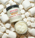 clean beauty, clean body care, gourmand body care, fragrance,  marshmallow lotion, marshmallow body care, whipped body butter, strong body care, strong lotion, strong body butter, scent layering, chemical free body care, chemical free body butter