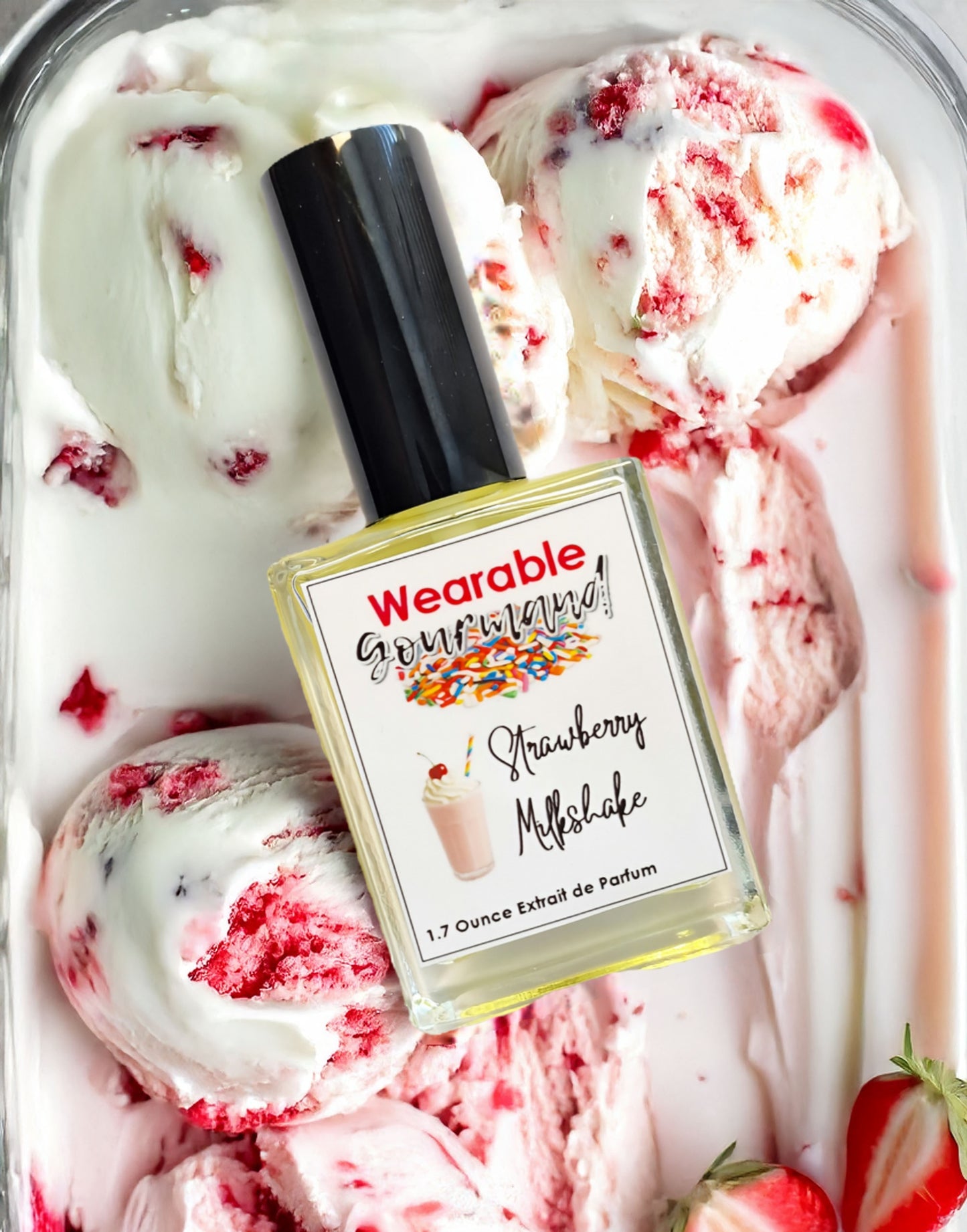 Strawberry Milkshake Extrait de Parfum 1.7 oz — fresh strawberry cream fruity gourmand perfume by Wearable Gourmand