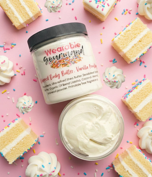 clean beauty, clean body care, gourmand body care, fragrance,  vanilla frosting, buttercream, cake lotion,  body care, whipped body butter, strong body care, strong lotion, strong body butter, scent layering, chemical free body care, chemical free body butter, body cream, organic body care