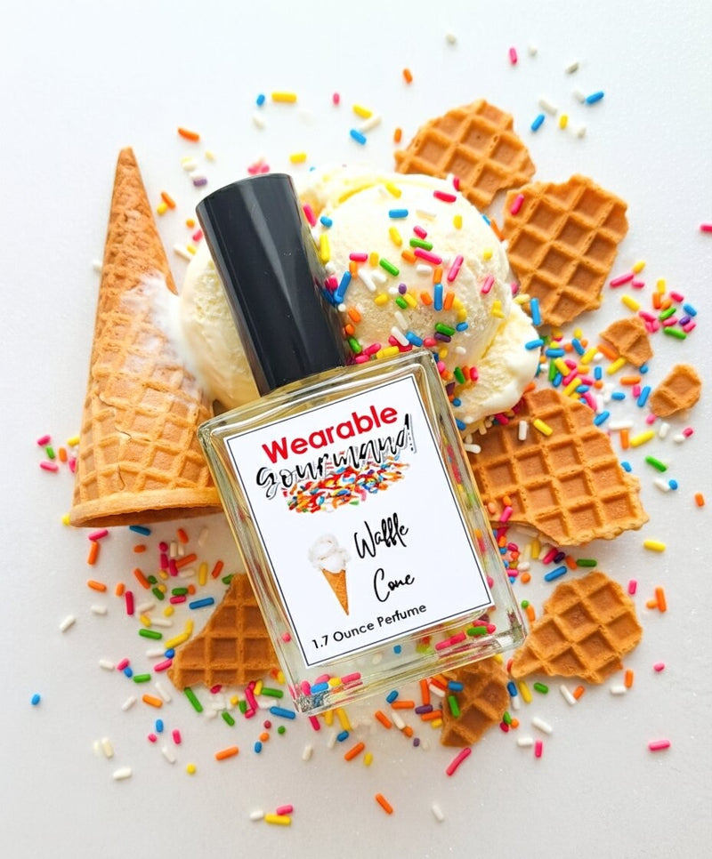 baking waffle cones, ice cream cones, vanilla ice cream, bakery, perfume fragrance